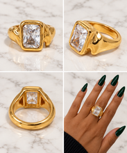 Load image into Gallery viewer, Square Chunky gold plated ring
